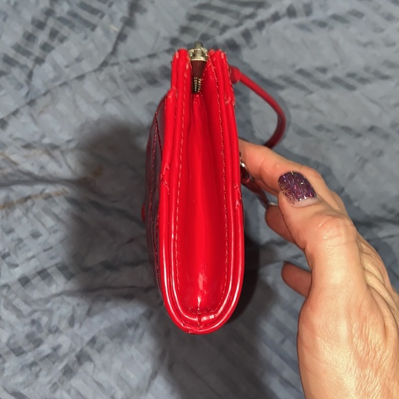 Coach Wristlet Cherry Red Patent Quilted - Picture 7 of 13